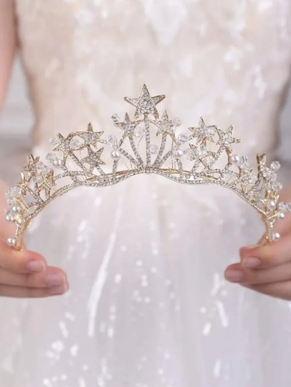 Star Rhinestone Princess Crown Tierra Wedding Prom